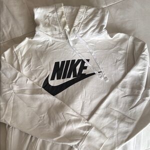 Nike Classic White Hoodie with Black Logo